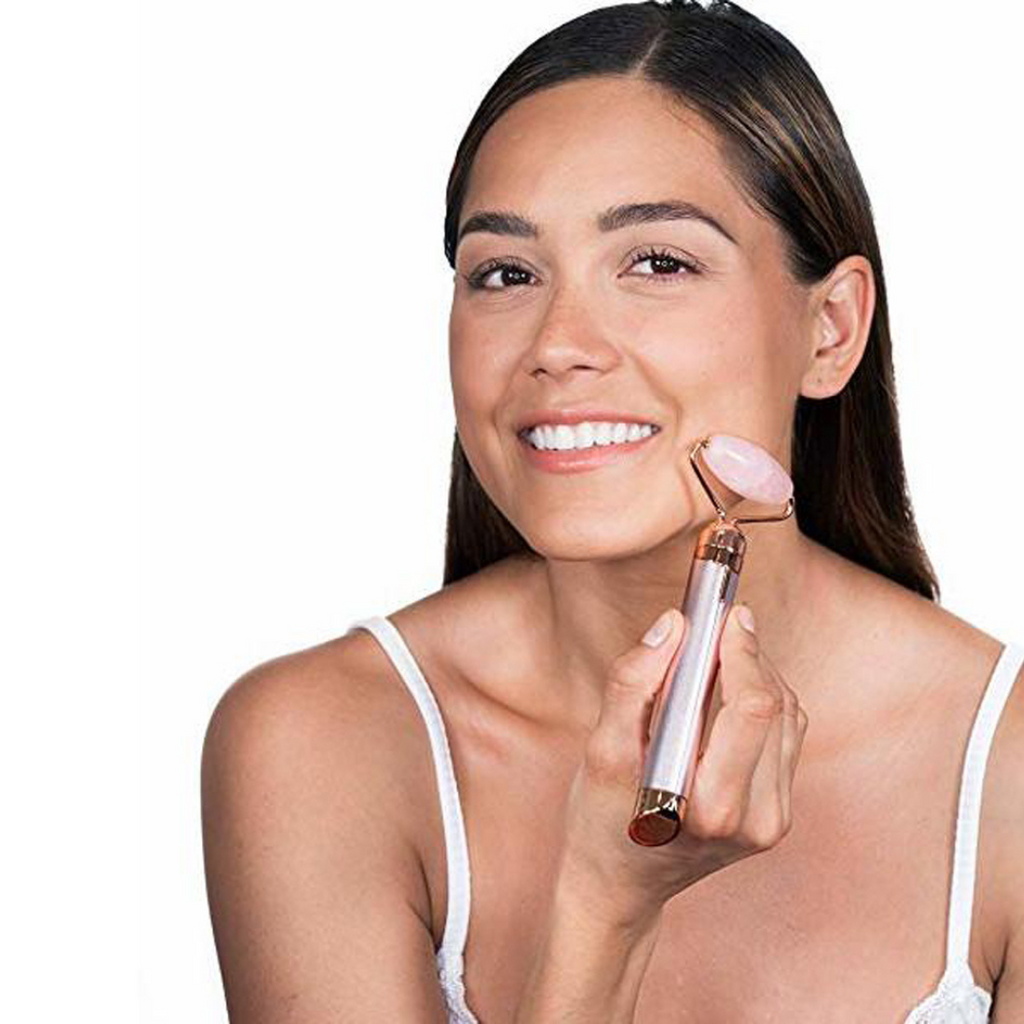 Flawless Contour - Rodillo Facial de Cuarzo Rosa Microvibrante