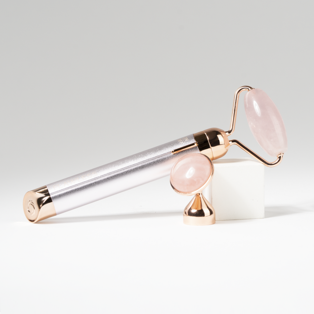 Flawless Contour - Rodillo Facial de Cuarzo Rosa Microvibrante