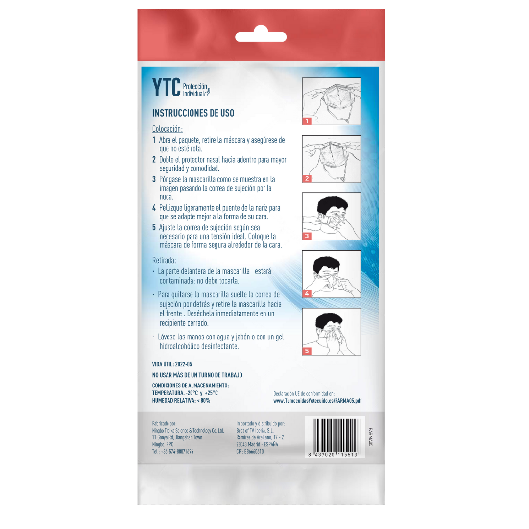 Mascarilla FFP2 NR con Correa de Sujeción (Pack 2 unidades)